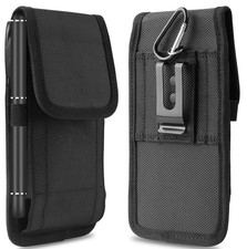 Vertical Cell Phone Pouch Holster w/Metal Belt Clip Loop Rugged Case Carry Cover