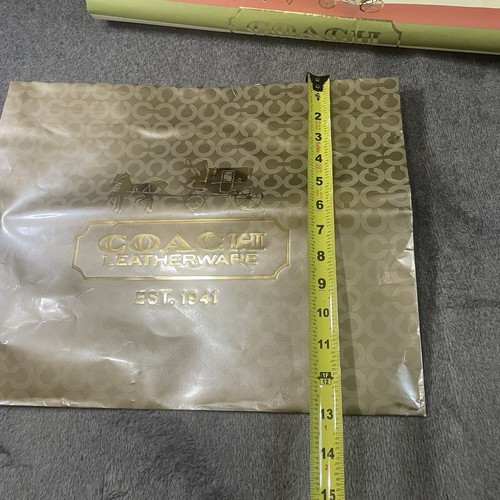 Lot Of 2 Empty Coach Retail Shopping Paper Gift Bags 1 Large Striped 1 Gold - Picture 4 of 10