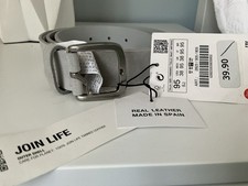 Zara Light Grey 100 leather belt with silver hardware size 95/38 NWT