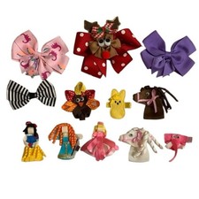 Correas de moño de pelo hechas a mano princesa caballos reno conejito dinosaurio pavo etc.