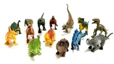 Lot 14 Plastic Dinosaurs Dinos Colorful T-Rex Long Neck Triceratops Stegosaurs