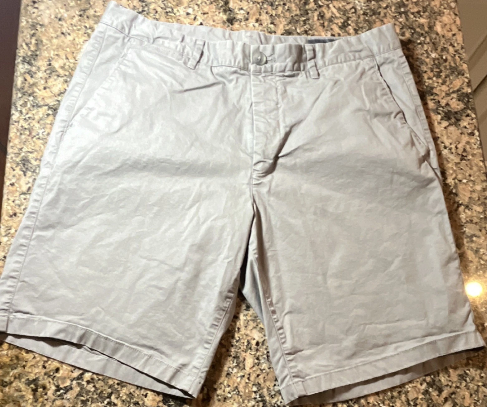 Bonobos Mens Gray Solid Flat Front Chino Shorts 9” Inseam Slash Pockets