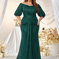 Color: Dark Green, Size: US2 - Womens Off-shoulder Slim-fit Mermaid Dress