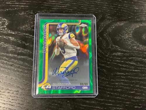 2025 Topps Chrome Matthew Stafford #BA-MS Green Wave Auto Refractor /99 Rams MVP