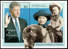 Antigua 1993 - President Bill Clinton - Souvenir Stamp Sheet - Scott #1693 - MNH