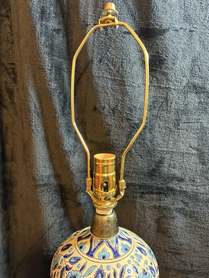 Table Lamp Stoneware Pottery Hand Thrown Glazed Blue & White Large Lamp 29" Tall - Image 2 of 4