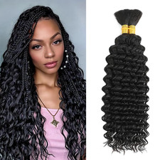 26 26 Inch Natural Black Human Braiding Hair 1B Boho Human Hair for Braiding Dee