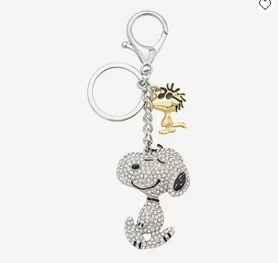 BNIB Peanuts Snoopy & Woodstock Pave 3D Bling Keychain/Bag Charm. Made in 2025