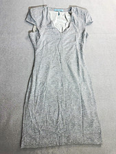 GUESS by Marciano Gray Solid V-Neck Short Sleeve Sheath Knee Dress Lined S