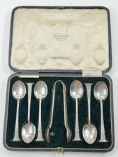 Mappin Webb Sterling Silver Tea Spoons with Tongs 91g