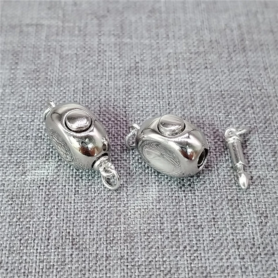 925 Sterling Silver Box Bead Connector w/Push Button Design Clasp Rhodium Plated - Image 3 of 4