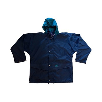 Vintage Helly Hansen Regenjacke Windbreaker Gr. L Navy Blau Türkis 90s Top!