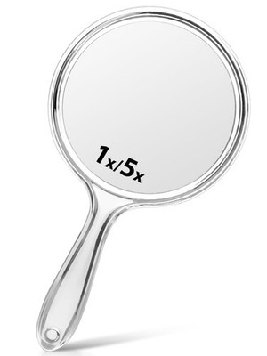 Hand Mirror, Double-Sided 1X/5X Magnifying Mirror with Handle, Acrylic, 10.5''...