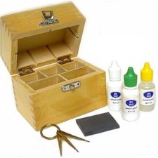 Jewelers Acid Testing Kit for 10K 14K 18K Gold Needles Stone in Wood Box