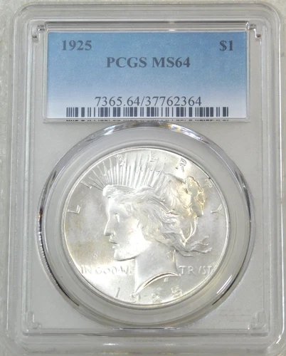 1925 Peace Silver Dollar PCGS MS64 Frosty Original White Luster PQ #Q251E