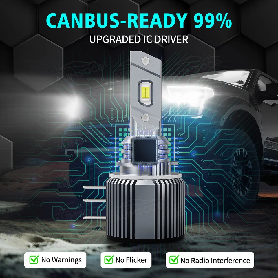 LED Healight 2x H15 Bulbs High Beam Kit For Audi A6 2009 2010 2011 2012-2014 - Image 4 of 4