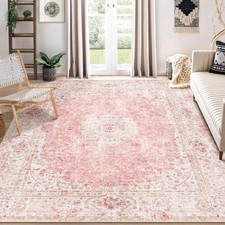 8x10 Area Rugs Washable,Pink Rug for Living Room Bedroom Dining Room,Large Bo...