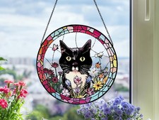 Custom Pet Portrait Stained Glass Suncatcher, Personalized Pet Suncatcher Decor
