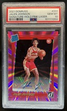 2021-22 Donruss Jalen Johnson Rated Rookie Holo Pink Laser RC Auto #231 PSA 10