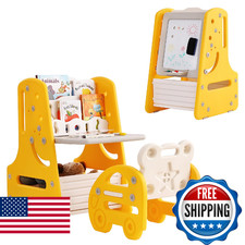 Tiita Kids Art Easel Stool 3 In 1 Double-Sided Magnetic Dry Erase Board And