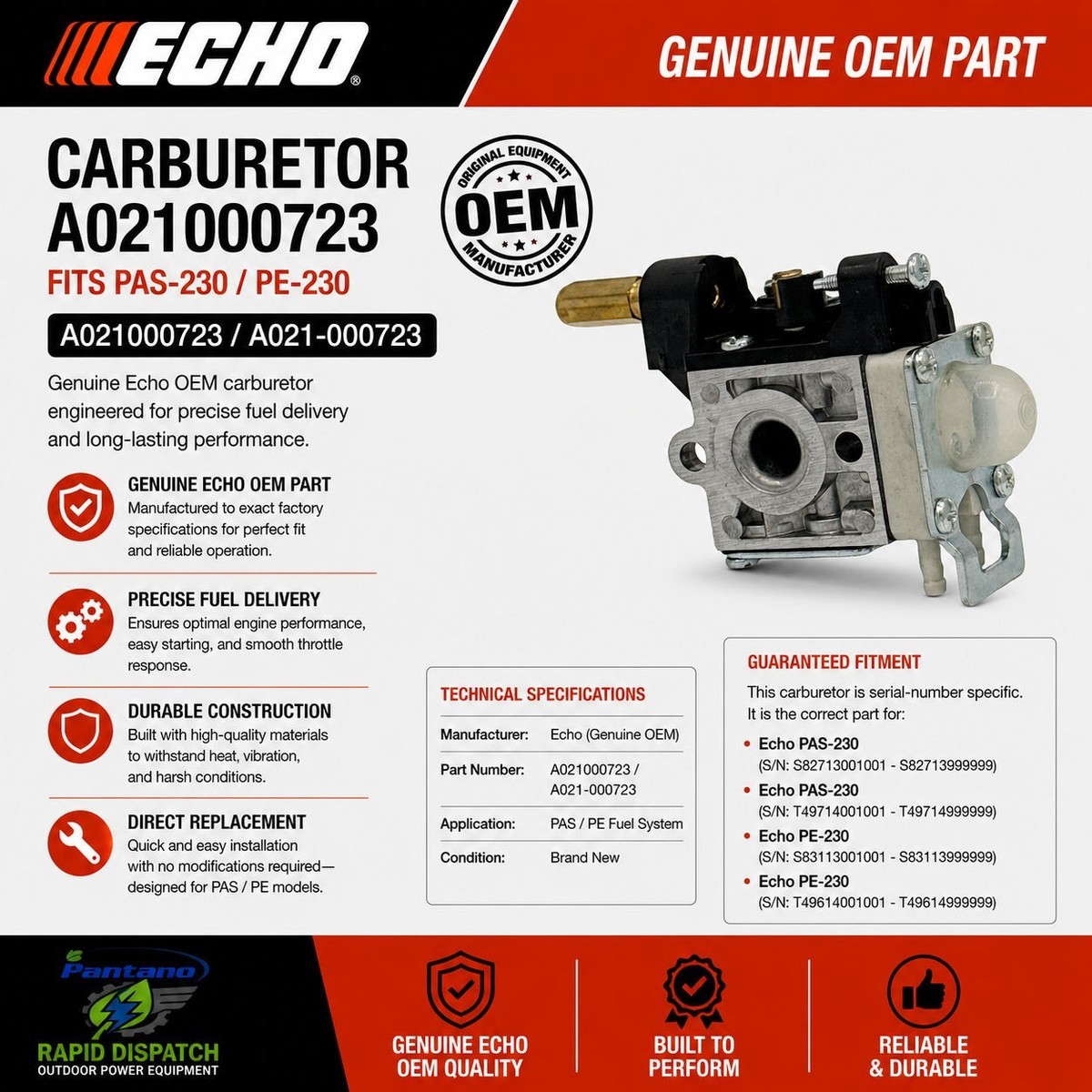 エレクトーレ Echo SRM-230 GT-230 Carburetor A021000723 | OEM Trimmer Part | eBay