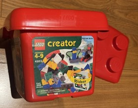 COMPLETE 4103 Lego Creator Basic Set Bricks 200 Pieces Red Bucket Case CLEANED
