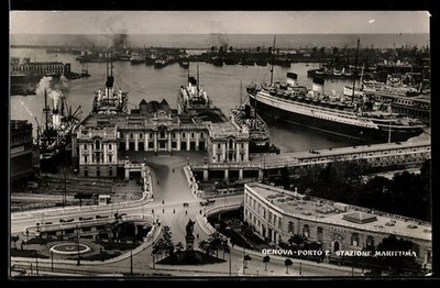 Genova, Porto e Stazione Maritima, Ansichtskarte 1948 