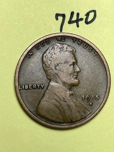 1915-S LINCOLN WHEAT CENT, semi key date, low mintage "FINE" condition #740