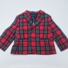 NEW Janie And Jack Wool Red Plaid Tartan Blazer 18-24M
