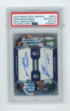 LIONEL MESSI DIEGO MARADONA PSA 10 / 9 2024 PRIZM COPA AMERICA DUAL SIGS AUTO