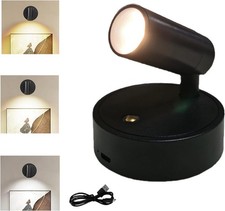 Spot Lights Indoor Rechargeable Plant Spotlight 360 Rotate Wireless LED Black