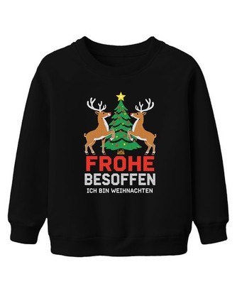Merry Drunk I Am Christmas Funny Reindeer Knit Look Unisex Kids Swea