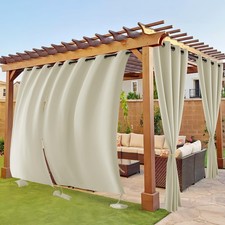 Windproof Outdoor Curtains for Patio - Waterproof Sunlight Block Neighbor Pri...