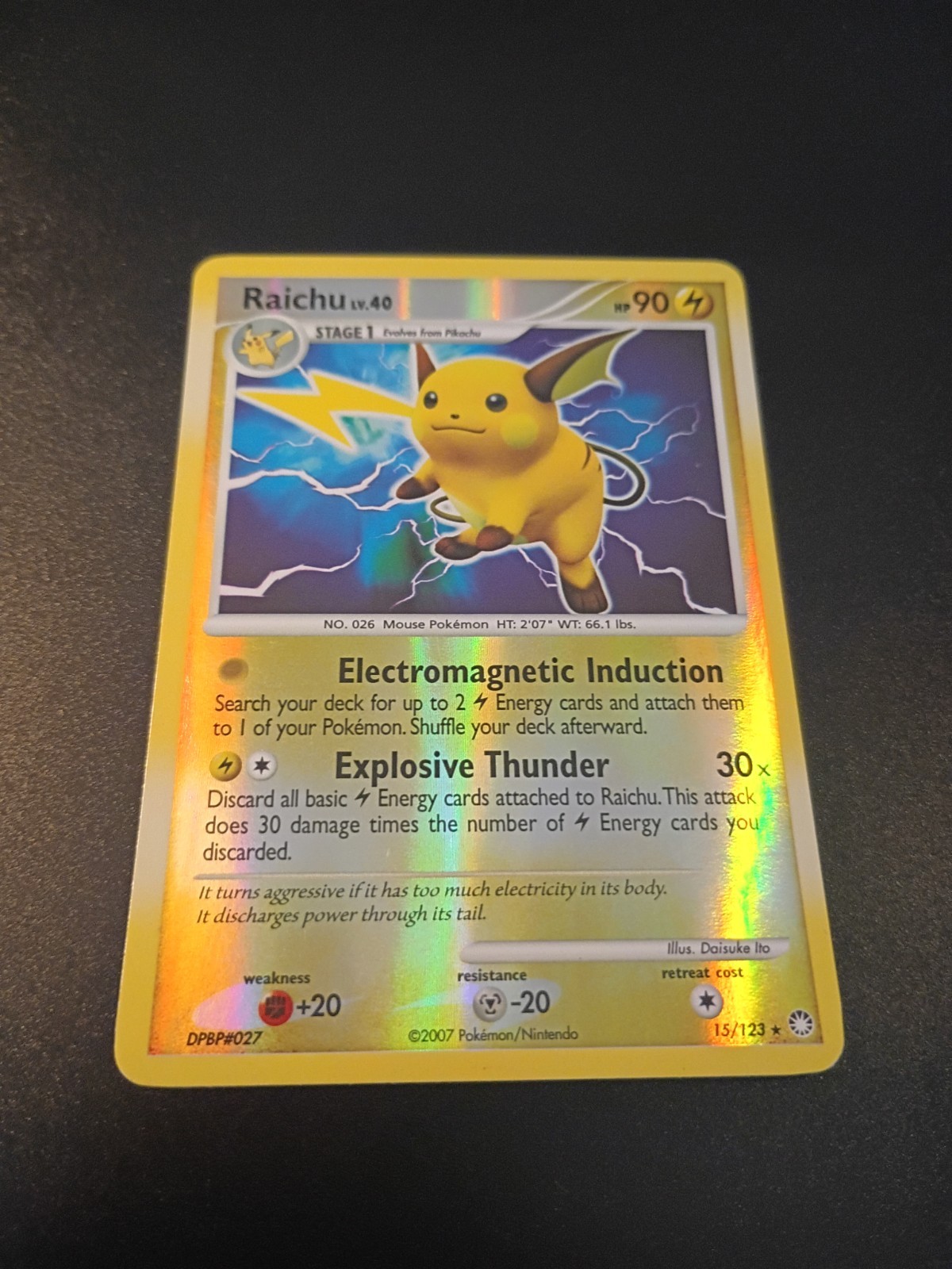 The Pokémon Company Raichu 15/123 Holo Rare Mysterious Treasures 2007 Reverse H…