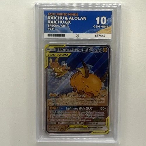Pokemon TCG Raichu Alolan Raichu GX Card 221/236 Unified Minds ACE 10
