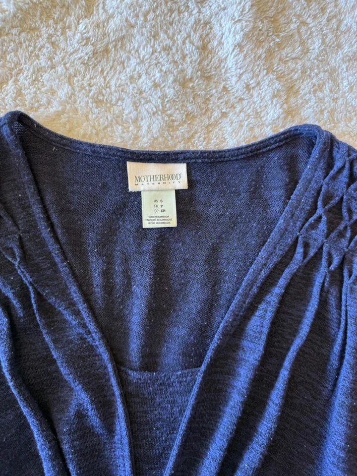 Motherhood Maternity Dress Size S Navy Blue Tie-Waist Stretch NWT - Image 3 of 3