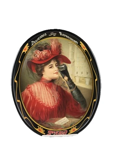 Coca Cola Co. Metal Tray 15x12x1 Vintage 1987 Reproduction Of 1908 Calendar Girl