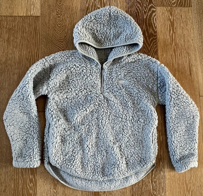 Abercrombie Girls Blue Sherpa Hoodie Size 15-16 EUC