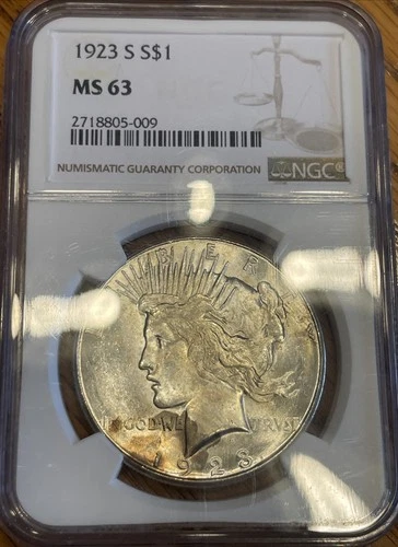 1923 S Peace Silver Dollar $1 NGC MS63
