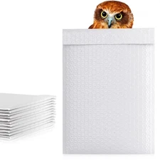 White Bubble Mailers Pack of 300, 10.5" x 16" White Poly Envelopes