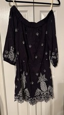 Farm Rio for Anthropologie Women's Romper Navy with Pineapples Size Small