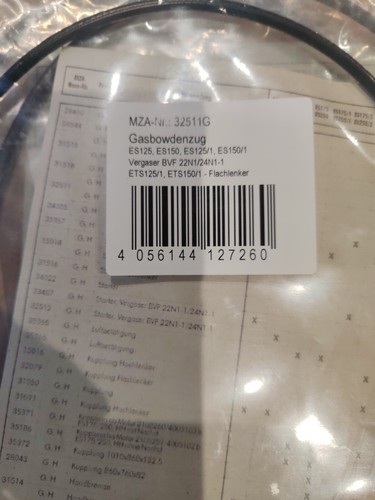 MZ ES ETS 125 150 THROTTLE CABLE LOW HANDLEBAR MZA GERMANY BRAND NEW ANDY MZ - Picture 3 of 3