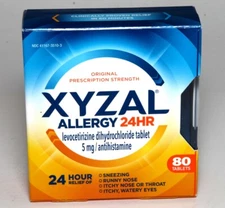 Xyzal Allergy 24hr Relief Tablets 80ct 01/2026 box damage