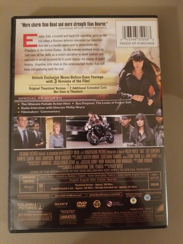 Salt (DVD, 2010, Unrated Deluxe Edition) Widescreen, Angelina Jolie - Picture 2 of 4