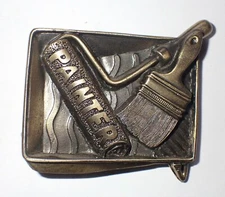 PAINTER PAINTING BELT BUCKLE VINTAGE 1982 GREAT AMERICAN PRODUCTS PEWTER