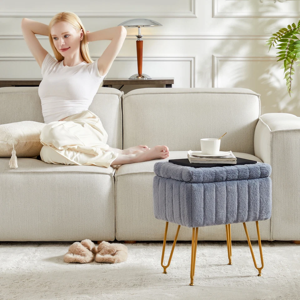 梳妆凳椅奥斯曼带储物软垫脚凳防滑脚    — 第 3/4 张图片