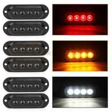 Oval LED Marker Lights Amber Red Truck Trailer Clearance Side Light Smoke Lens