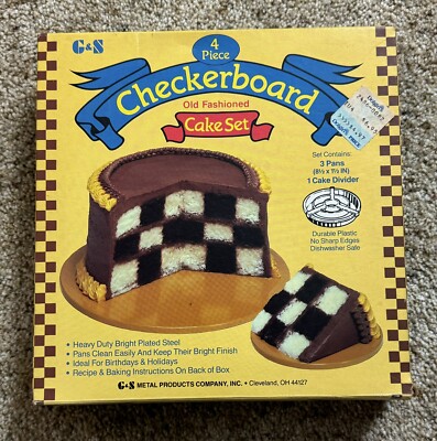 Checkerboard Cake Pan Set 4 piece G&S Brand Made In USA Vintage