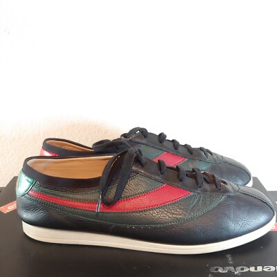 GUCCI Falacer Ace sneakers Web black leather bee 9.5 483266