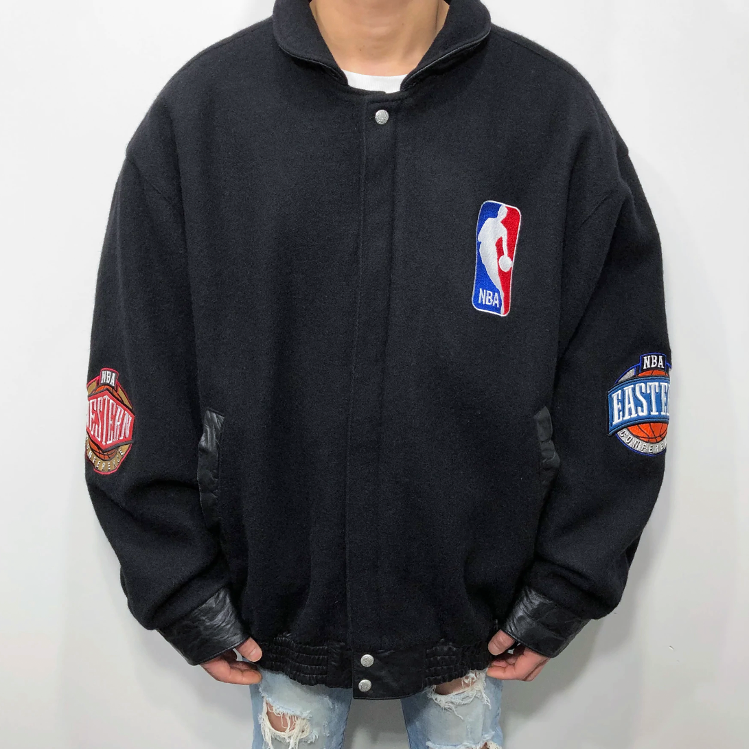 Vintage Jeff Hamilton NBA Varsity Letterman Jacket Wool Leather 